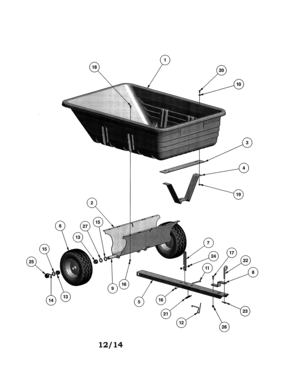 15 Cu. Ft. Poly Cart Diagram and Parts List for 48624247  Craftsman Lawn Tractor