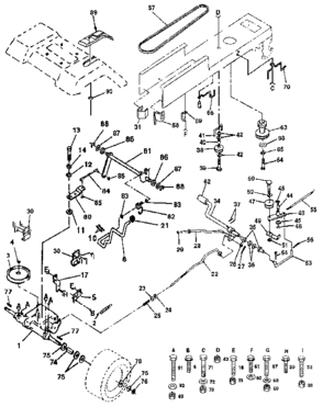 Part Location Diagram of 132182 Craftsman Lawn tractor transaxle shift linkage