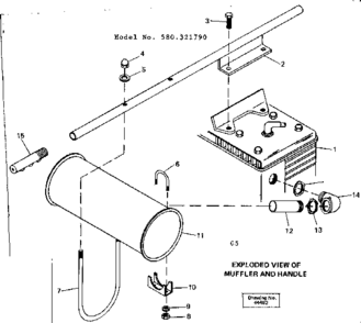 Muffler And Handle Asm Diagram and Parts List for 580321790  Craftsman Engine