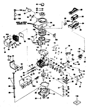 Basic Engine Diagram and Parts List for 143356252  Craftsman Engine