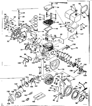 Basic Engine Diagram and Parts List for 143602072  Craftsman Engine