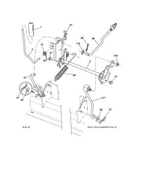 Lift Assembly Diagram and Parts List for 917990470  Craftsman Lawn Tractor