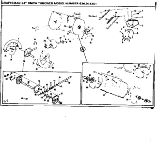 Auger Housing Assembly Diagram and Parts List for 536918301  Craftsman Snow Blower