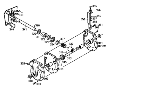 Gear Case Assembly Diagram and Parts List for 536886390  Craftsman Snow Blower