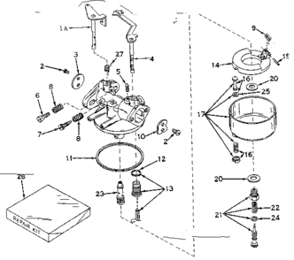 Carburetor Diagram and Parts List for 143599012  Craftsman Engine