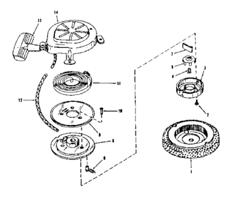Rewind Starter No. 29224 Diagram and Parts List for 143502031  Craftsman Engine