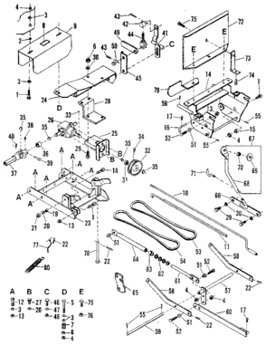 Main Frame Diagram and Parts List for 842240741  Craftsman Snow Blower