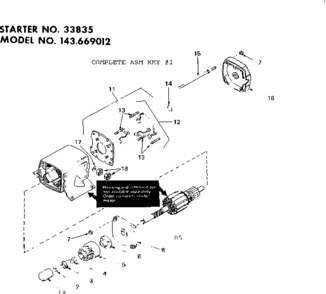 Starter Diagram and Parts List for 143669012  Craftsman Engine