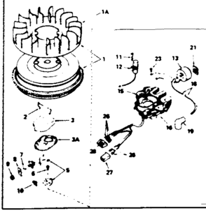 Alternator Magneto No. 610879 Diagram and Parts List for 143356202  Craftsman Engine