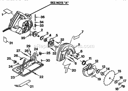 Base And Blade Assembly Diagram and Parts List for 315108251  Craftsman Circular Saw