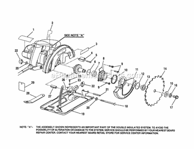 Blade & Guard/Base Diagram and Parts List for 315108420  Craftsman Circular Saw