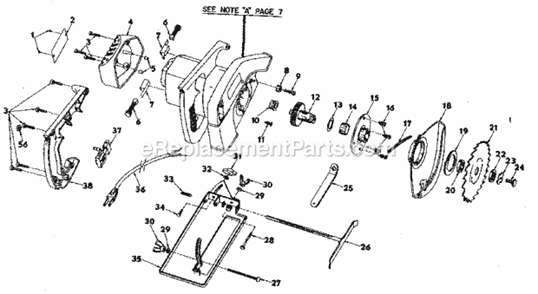 Base And Blade Assembly Diagram and Parts List for 31510851  Craftsman Circular Saw