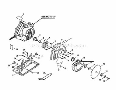 Base Housing Diagram and Parts List for 315108990  Craftsman Circular Saw