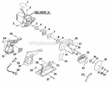 Base And Blade Assembly Diagram and Parts List for 315109010  Craftsman Circular Saw