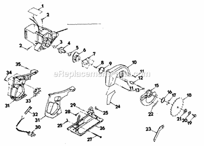 Base And Blade Assembly Diagram and Parts List for 315109230  Craftsman Circular Saw