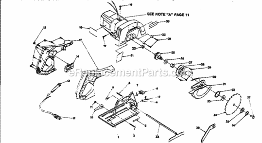 Unit Parts Diagram and Parts List for 31510950  Craftsman Circular Saw
