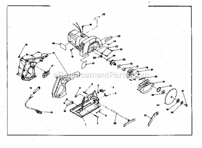 Base And Blade Assembly Diagram and Parts List for 31510951  Craftsman Circular Saw