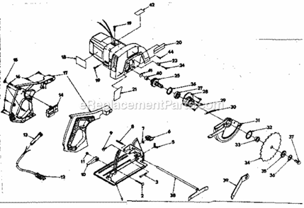 Base And Blade Assembly Diagram and Parts List for 31510961  Craftsman Circular Saw
