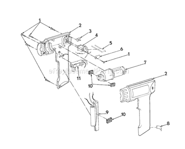 Housing/Motor Diagram and Parts List for 315111250  Craftsman Cordless Drill