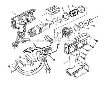 Motor/Housing Assembly Diagram and Parts List for 315111490  Craftsman Cordless Drill