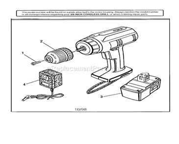 3/8" Cordless Drill Diagram and Parts List for 315111920  Craftsman Cordless Drill
