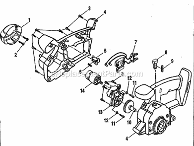 Part Location Diagram of 3020811 Ryobi Gear Casing Assembly