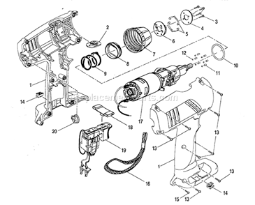 Housing Assy Diagram and Parts List for 315114530  Craftsman Cordless Drill