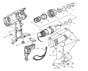 Housing Assy Diagram and Parts List for 315114600  Craftsman Cordless Drill