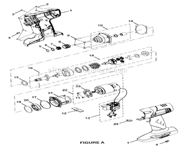 Motor Assy Diagram and Parts List for 315114832  Craftsman Cordless Drill