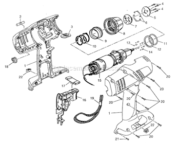 Housing Assy Diagram and Parts List for 315114851  Craftsman Cordless Drill