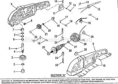 Inside Parts Diagram and Parts List for 315115033  Craftsman Sander Polisher