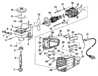Motor Assy Diagram and Parts List for 315115042  Craftsman Sander Polisher