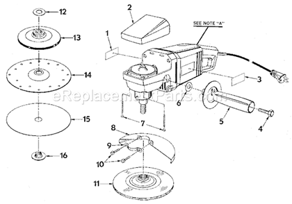 Sanding Disc Assembly Diagram and Parts List for 315115050  Craftsman Sander Polisher