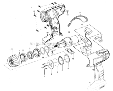Housing Assy Diagram and Parts List for 315115200  Craftsman Cordless Drill