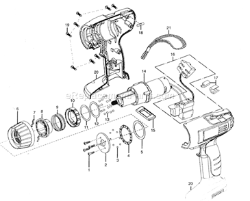 Housing Assy Diagram and Parts List for 315115210  Craftsman Cordless Drill