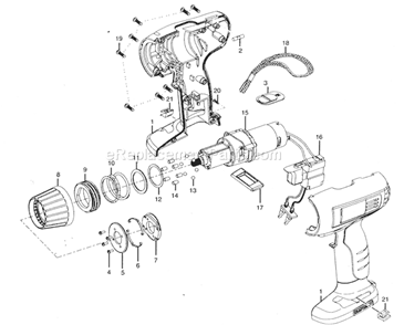 Housing Assy Diagram and Parts List for 315115240  Craftsman Cordless Drill