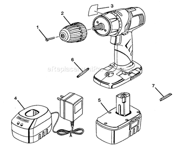 Drill Diagram and Parts List for 315115350  Craftsman Cordless Drill