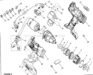 Motor Assy Diagram and Parts List for 315115440  Craftsman Cordless Drill