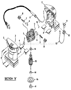 Motor And Housing Assembl... Diagram and Parts List for 315116021  Craftsman Sander Polisher