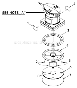 Platen Assembly Diagram and Parts List for 315116080  Craftsman Sander Polisher