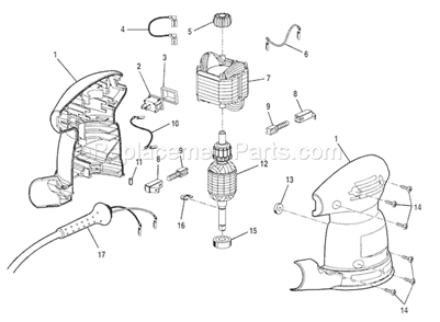 Motor Diagram and Parts List for 315116211  Craftsman Orbital or Palm Sander