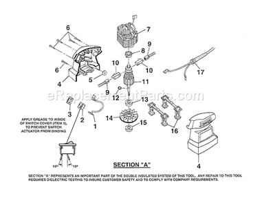 Housing And Brush Diagram and Parts List for 315116271  Craftsman Orbital or Palm Sander
