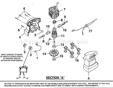 Housing Assy Diagram and Parts List for 315116272  Craftsman Sander Polisher