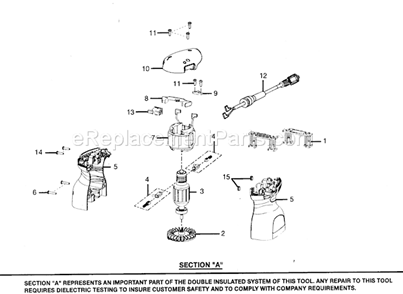 Motor Assy Diagram and Parts List for 315116900  Craftsman Sander Polisher