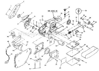 Gear And Platen Assembly Diagram and Parts List for 315117910  Craftsman Belt or Drum Sander