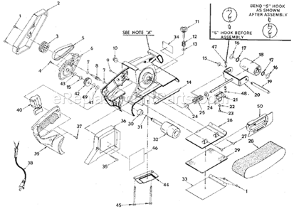 Gear And Platen Assembly Diagram and Parts List for 315117940  Craftsman Belt or Drum Sander