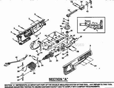 Unit Parts Diagram and Parts List for 315171070  Craftsman Reciprocating Saw