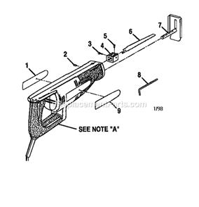 Base Assembly Diagram and Parts List for 315171080  Craftsman Reciprocating Saw