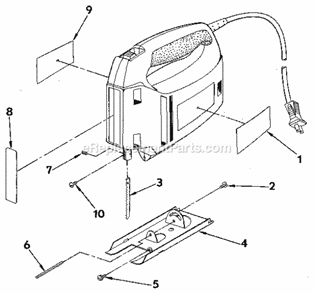 Base Assembly Diagram and Parts List for 315171601  Craftsman Jig Saw
