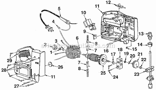Section "A" Diagram and Parts List for 315172070  Craftsman Scroll Saw